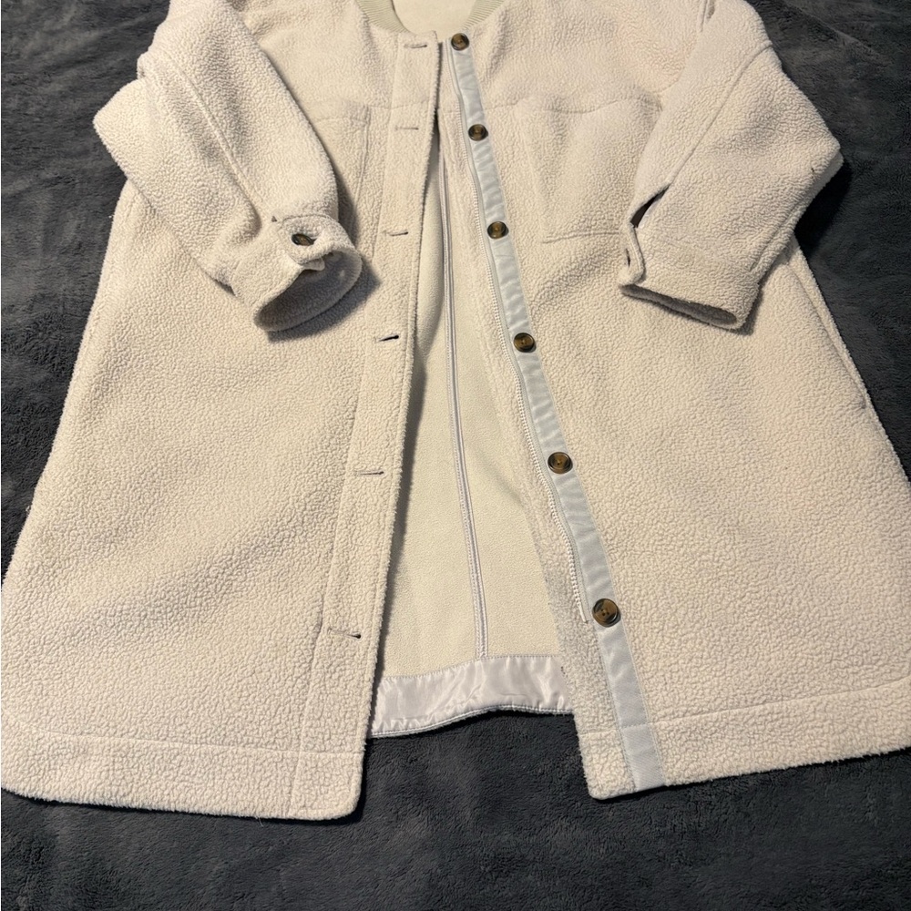 Eddie Bauer Cream Long Sherpa Coat